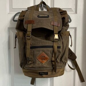Gobi Getaway Backpack Rugged Canvas Green Brown 29 Liters Ballistic Design